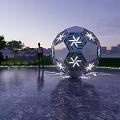 Outdoor Modern Spherical Garden Ornament With Geometric Patterns And Illuminated Design