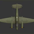 Vintage Green Airplane Model With Two Propellers Yellow Wing Tips And Red Tail Insignia
