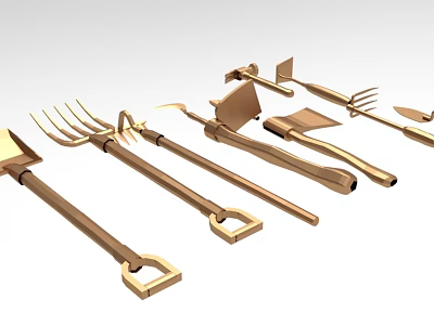 Modern Gold Metal Ornamental Decor Set For Home With Tool Design Elements 3d model