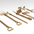 Modern Gold Metal Ornamental Decor Set For Home With Tool Design Elements 3d model