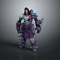 Fantasy 3D Character Model With Armored Body Purple Outfit And Green Glowing Gem