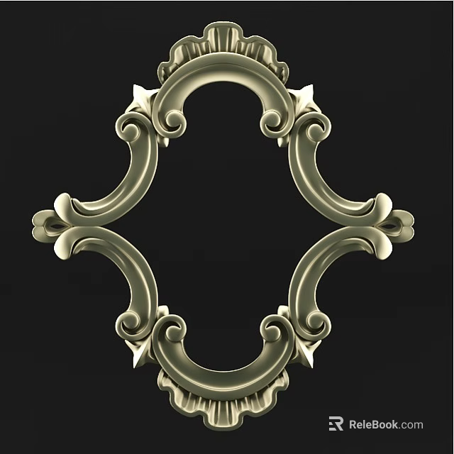Decorative Ornate Carved Frame With Intricate Scroll Patterns And Symmetrical Design 3d model
