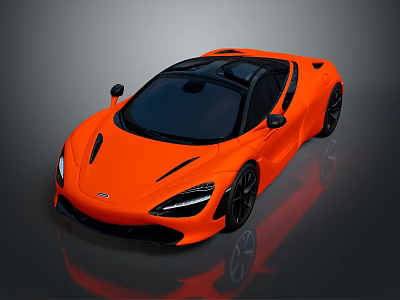 Orange Sleek Sports Car With Black Roof Black Wheels And Aerodynamic Features 3d model