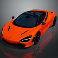 Orange Sleek Sports Car With Black Roof Black Wheels And Aerodynamic Features
