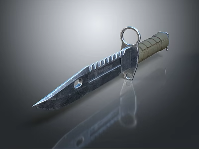 Tactical Knife Weapon With Sharp Metal Blade And Wooden Handle Design 3d model