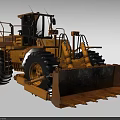 Yellow Bulldozer Construction Vehicle With Large Blade Heavy Duty Tires And Operator Cabin