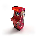 Red Arcade Machine With Colorful Character Graphics And Game Screen For Entertainment