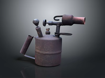 Vintage Rusty Weapon Flamethrower With Metal Container Nozzle And Handle 3d model