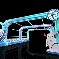 Colorful Cartoon Themed Event Entrance Gate With Turquoise Purple Arched Structure And Cloud Decorations