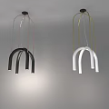 Two Unique Shaped Pendant Lights In Black And White With Metal Frames And Modern Design