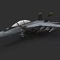 Gray Military Fighter Jet With Transparent Canopy Twin Vertical Tails and Mounted Weapons