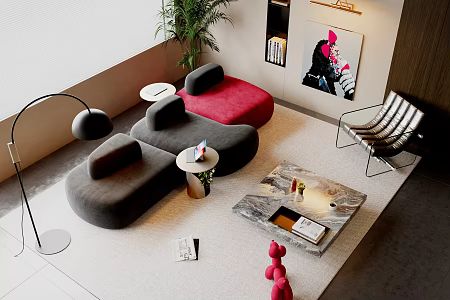 Modern shaped sofa coffee table leisure chair combination 3d model