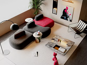 Modern shaped sofa coffee table leisure chair combination 3d model