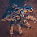 Futuristic Multi Legged Mechanical Robot Featuring Armored Structure In Red Mountain Terrain 3d model