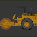 Yellow Road Roller With Steel Drum Cabin And Large Tires For Construction