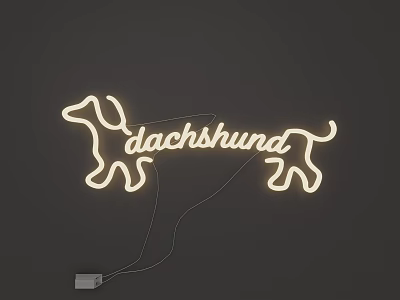Dachshund Shaped Neon Lighting Fixture With Decorative Text For Wall Illumination 3d model