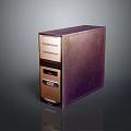 Sleek Modern Purple Desktop Computer Tower With Gold Front Panel And Multiple Drive Bays Design 3d model