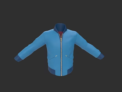 Designer Vintage Leather Bomber Jacket Dark Blue 3d model