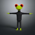 Game and Movie Character Green Frog With Red Big Eyes And Black Outfit Arms Outstretched