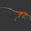 3D Rendered Red Dinosaur With White Tail Long Body And Extending Tongue