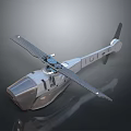 Silver Metal Helicopter Model With Rotors And Reflection On Dark Background 3d model