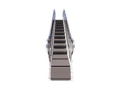 Modern Escalator With Stainless Steel Structure And Glass Handrails Moving Steps 3d model