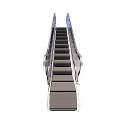 Modern Escalator With Stainless Steel Structure And Glass Handrails Moving Steps