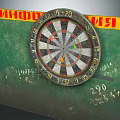 Standard Dartboard Sports Equipment With Green Board Marked Surface And Yellow Top Edge