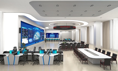 Control Hall Design of Command Center in Monitoring Room 3d model