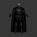 Sci-Fi Warrior Character With Metallic Helmet Armored Body And Long Cloak