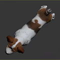 Artistic Realistic White and Brown Small Dog Sculpture Carving With Lifelike Details