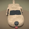 Beige Dog Shaped Electric Toy Car With Sticking Tongue And Black Wheels