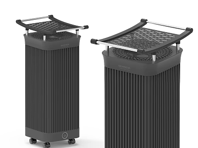 Modern Black Vertical Air Purifiers With Mobile Design For Home Use 3d model