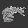 Mythical Beast Head Weapon With Intricate Mechanical Design And Multiple Barrels 3d model