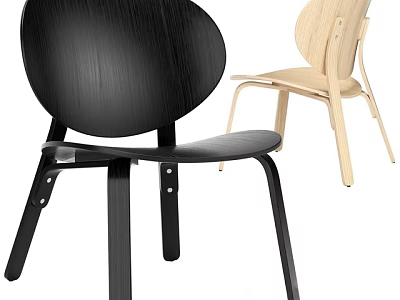 Modern Wooden Single Chair Featuring Black And Light Wood Round Backrest With Straight Legs Design 3d model