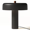 Modern Black Table Lamp With Round Shade And Cylindrical Base Design 3d model