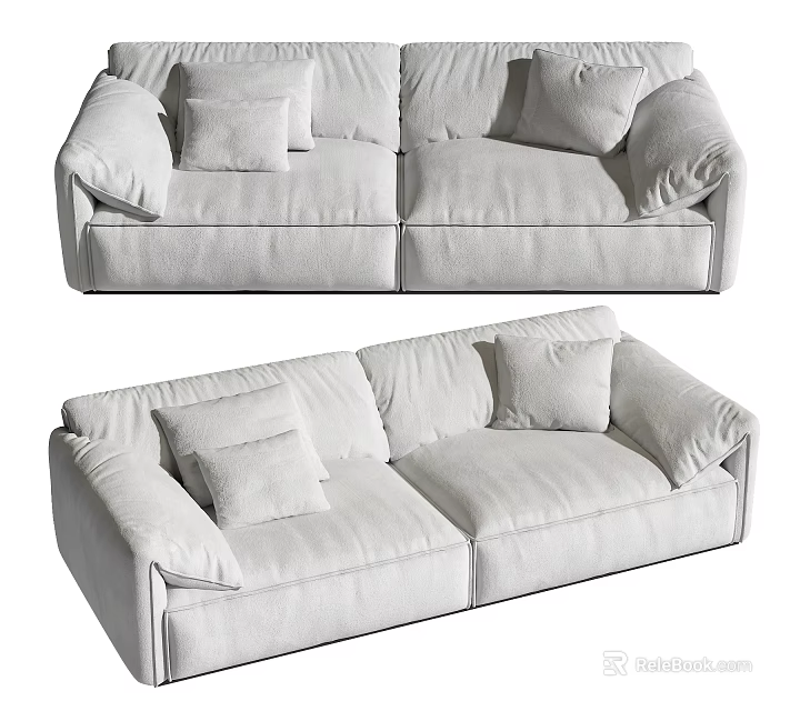 Modern Comfortable Two Seater Sofa With Soft Cushions And Minimalist Design 3d model 