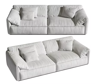 Modern Comfortable Two Seater Sofa With Soft Cushions And Minimalist Design 3d model