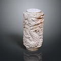 Intricate Carved Stone Pillar With Detailed Dragon Carvings And Ornate Patterns