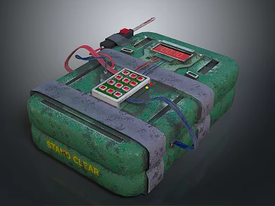 Green System Core Device With Control Buttons Display Screen And Wires 3d model