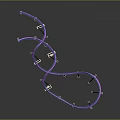 Curved Sculptural Track Structure With Purple Blue Rails And Black Supports