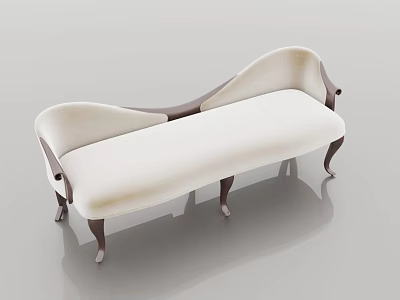 Elegant White Upholstered Leisure Chair With Curved Design And Wooden Legs 3d model