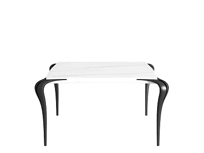 Modern Dining Table With White Tabletop And Black Curved Legs Design 3d model