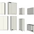 Modern White And Gray Bookcase Collection With Different Styles And Storage Designs 3d model