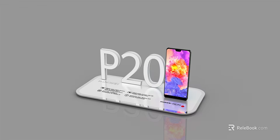 White Wrought Iron P20 Letters On Display Stand With Mobile Phone 3d model 