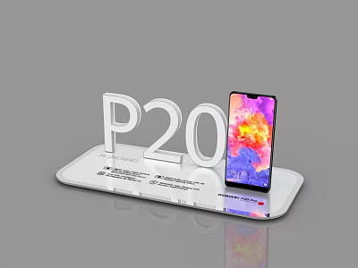 White Wrought Iron P20 Letters On Display Stand With Mobile Phone 3d model