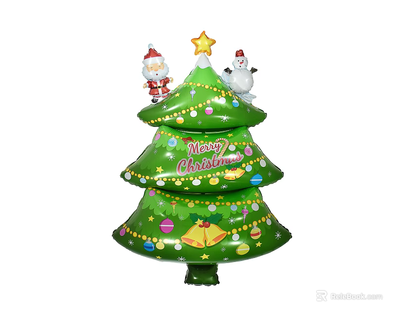 Green Inflatable Christmas Arbor With Star Santa Snowman And Merry Christmas Decorations 3d model 