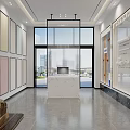 Modern Building Materials Showroom Interior With Colorful Wall Panels Tiles And Gray Floor