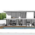 Modern Detached Villa with Swimming Pool Surrounded by Greenery Terrace with Umbrellas and Loungers