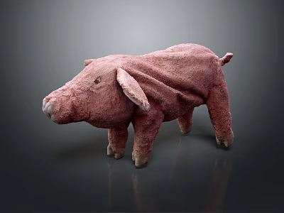 Adorable Pink Pig Plush Toy Soft Fluffy Design For Kids Playtime 3d model